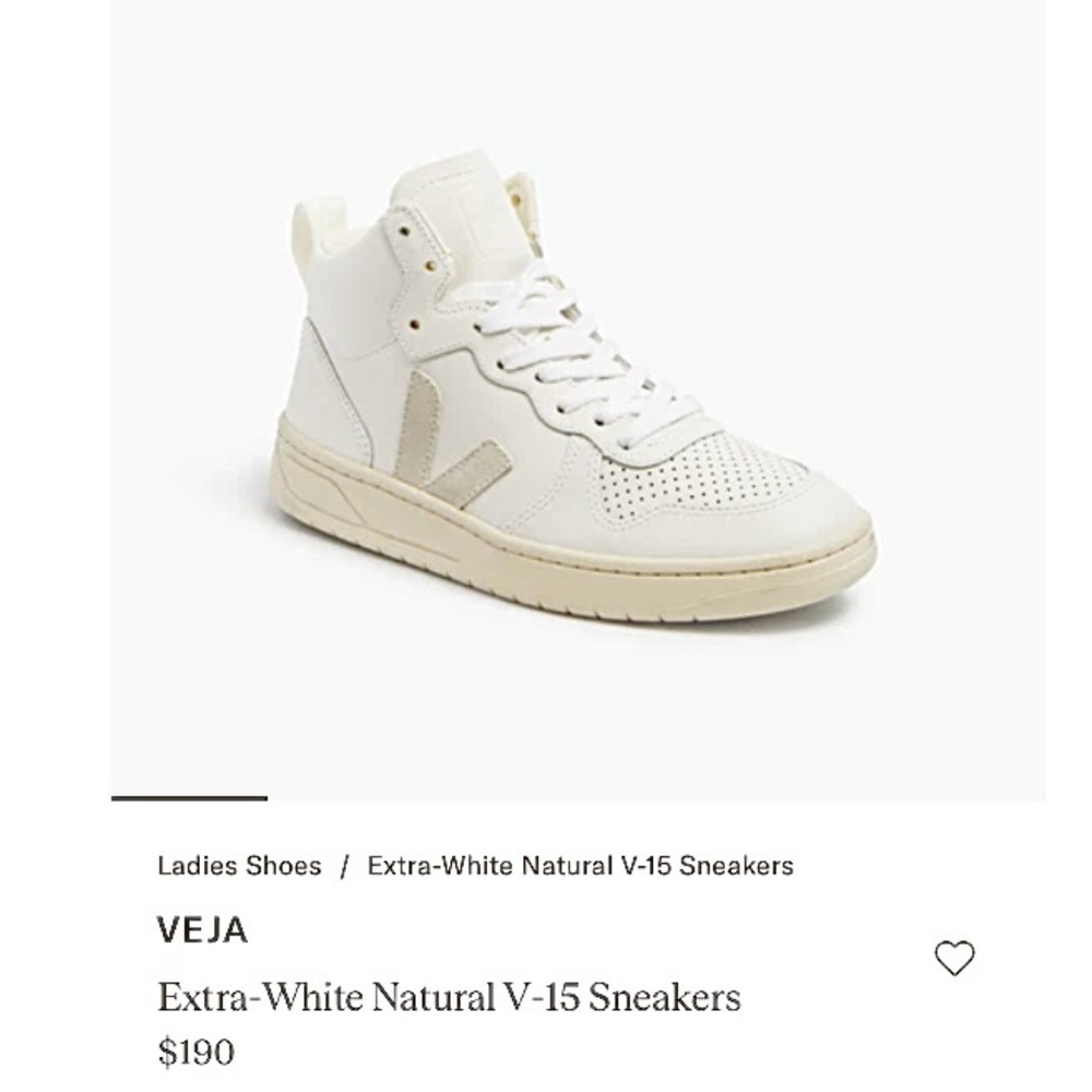 Veja V-15 White Leather Sneakers Size 7 High Tops Like New - Picture 4 of 16